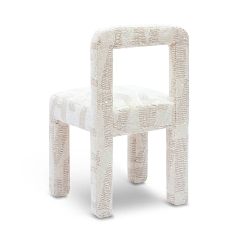 Pemberly Row Contemporary Cream Patterned Jacquard Dining Chair