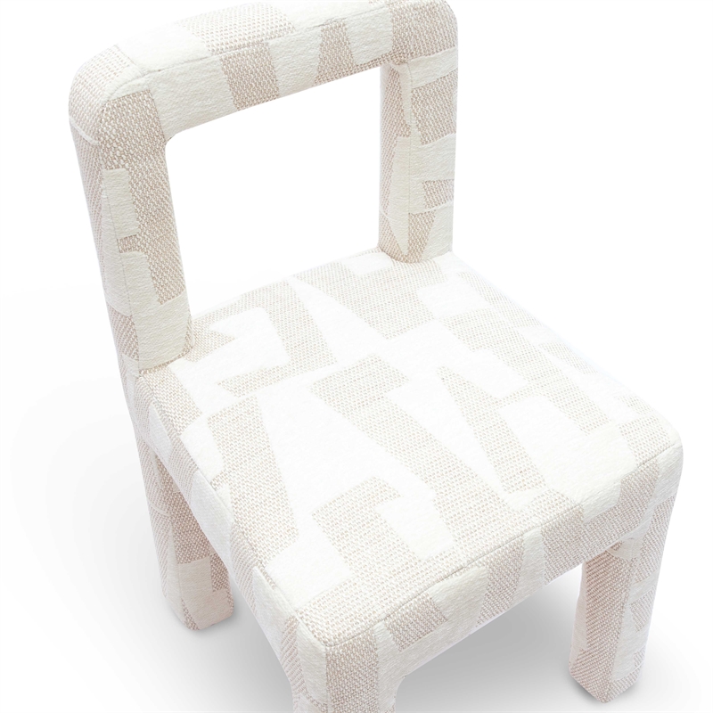 Pemberly Row Contemporary Cream Patterned Jacquard Dining Chair