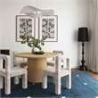 Pemberly Row Contemporary Cream Patterned Jacquard Dining Chair