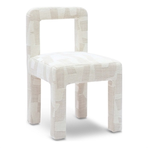 Pemberly Row Contemporary Cream Patterned Jacquard Dining Chair