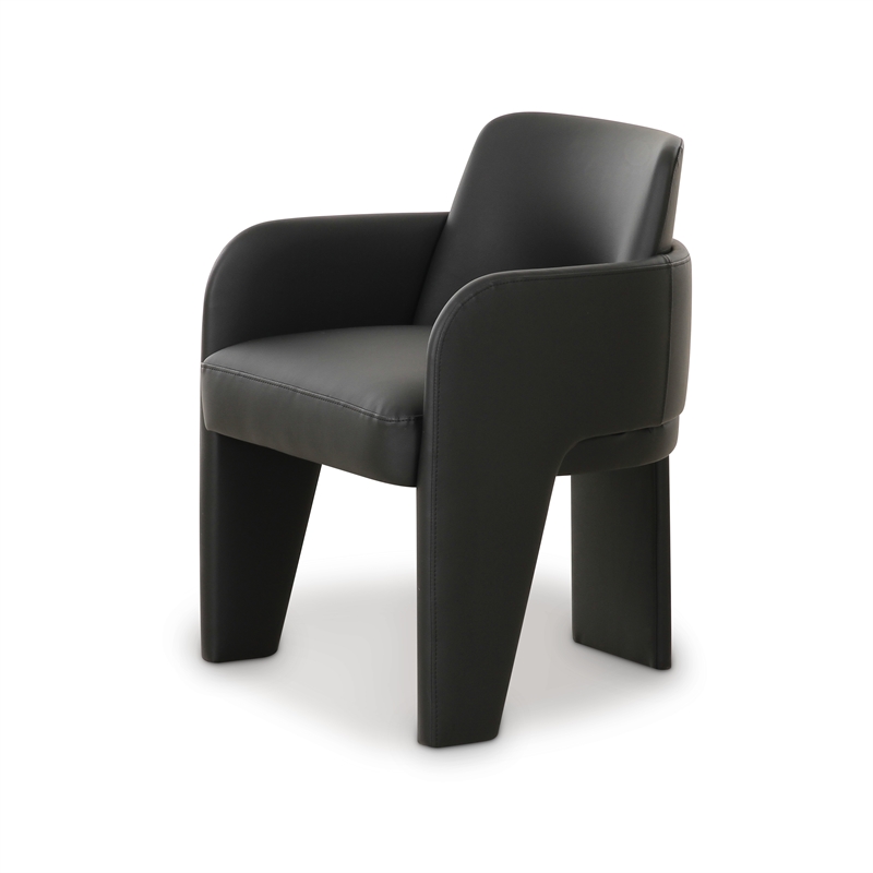 Pemberly Row Transitional Black Performance Vegan Leather Dining Chair