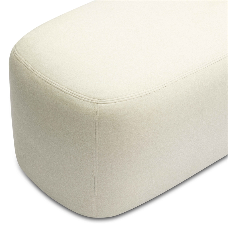 Pemberly Row Transitional Accent Cream Finish Faux Mohair Bench