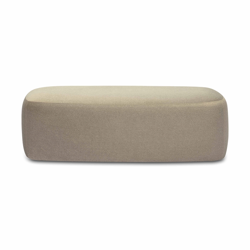Pemberly Row Transitional Accent Taupe Finish Faux Mohair Bench