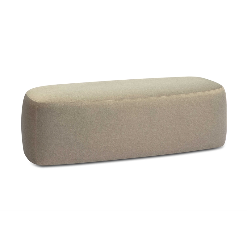 Pemberly Row Transitional Accent Taupe Finish Faux Mohair Bench