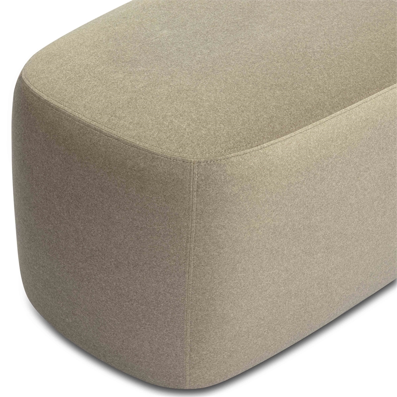 Pemberly Row Transitional Accent Taupe Finish Faux Mohair Bench