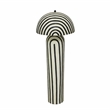 Pemberly Row Transitional Black Striped Papier Mache Floor Lamp