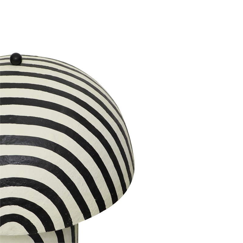Pemberly Row Transitional Black Striped Papier Mache Floor Lamp