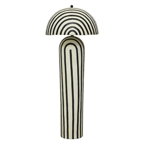 Pemberly Row Transitional Black Striped Papier Mache Floor Lamp