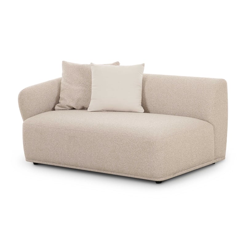Pemberly Row Contemporary Cream Boucle Left Arm 2-Seater Loveseat