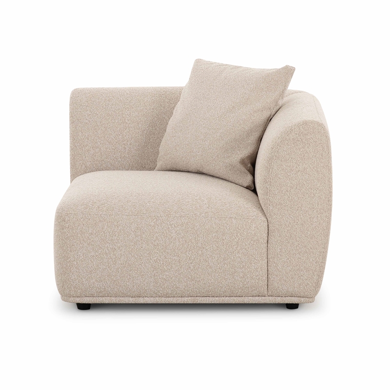 Pemberly Row Upholstered Contemporary Accent Cream Boucle Corner Chair