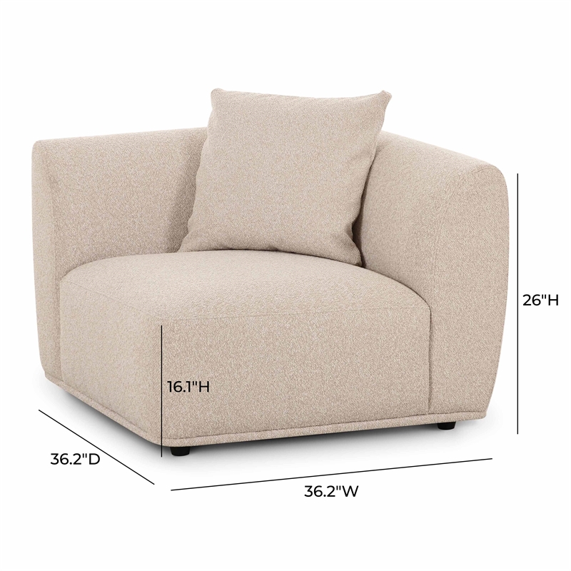 Pemberly Row Upholstered Contemporary Accent Cream Boucle Corner Chair
