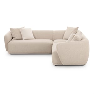 Pemberly Row Contemporary Accent Cream Boucle 3-Piece Sectional