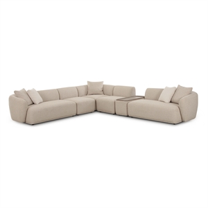 Pemberly Row Contemporary Cream Boucle 6-Piece Large Sectional