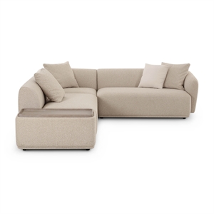 Pemberly Row Contemporary Cream Boucle 4-Piece Left Chaise Sectional