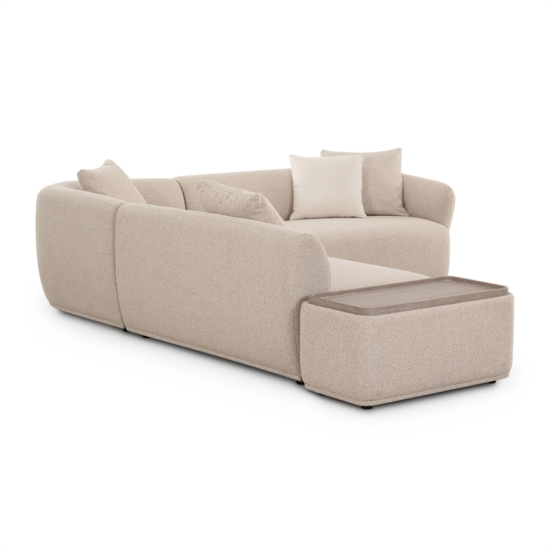 Pemberly Row Contemporary Cream Boucle 4-Piece Left Chaise Sectional