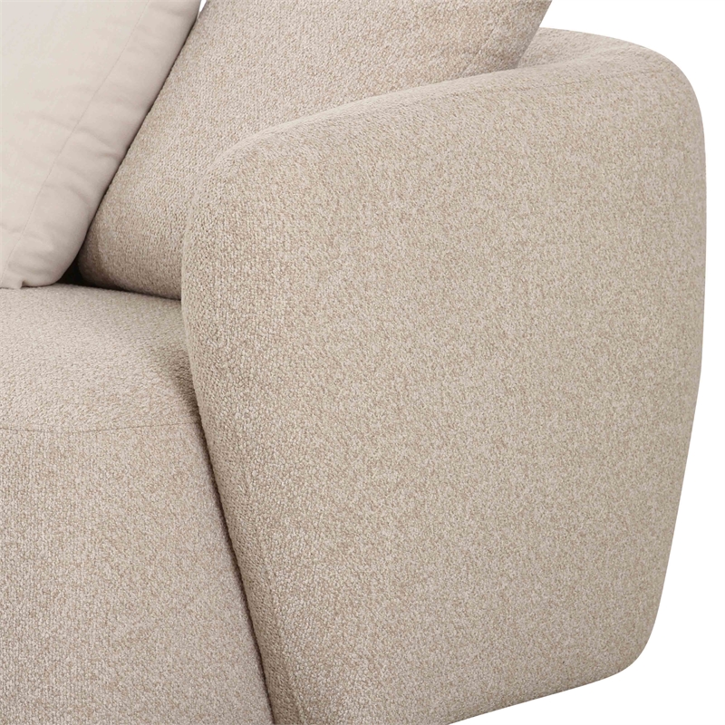 Pemberly Row Contemporary Cream Boucle 4-Piece Left Chaise Sectional
