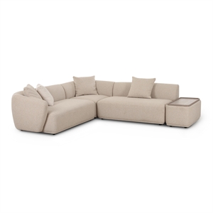 Pemberly Row Contemporary Cream Boucle 4-Piece Right Chaise Sectional