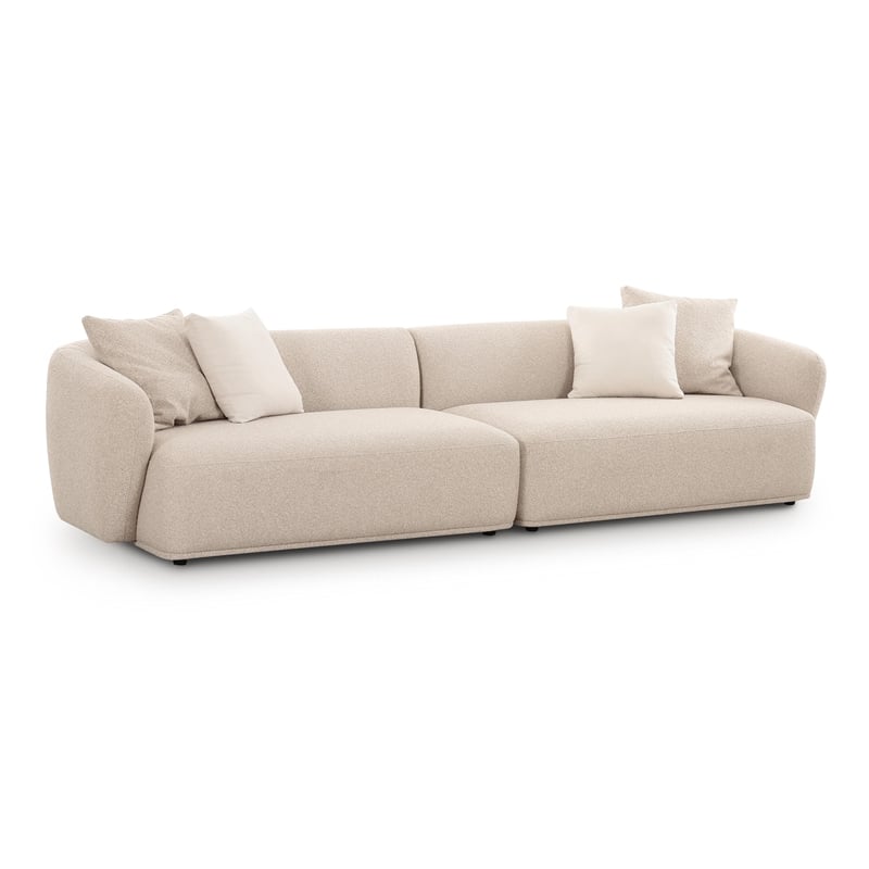 Pemberly Row Upholstered Contemporary Accent Cream Boucle 4-Seater Sofa