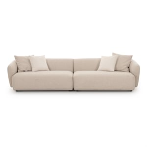 Pemberly Row Upholstered Contemporary Accent Cream Boucle 4-Seater Sofa