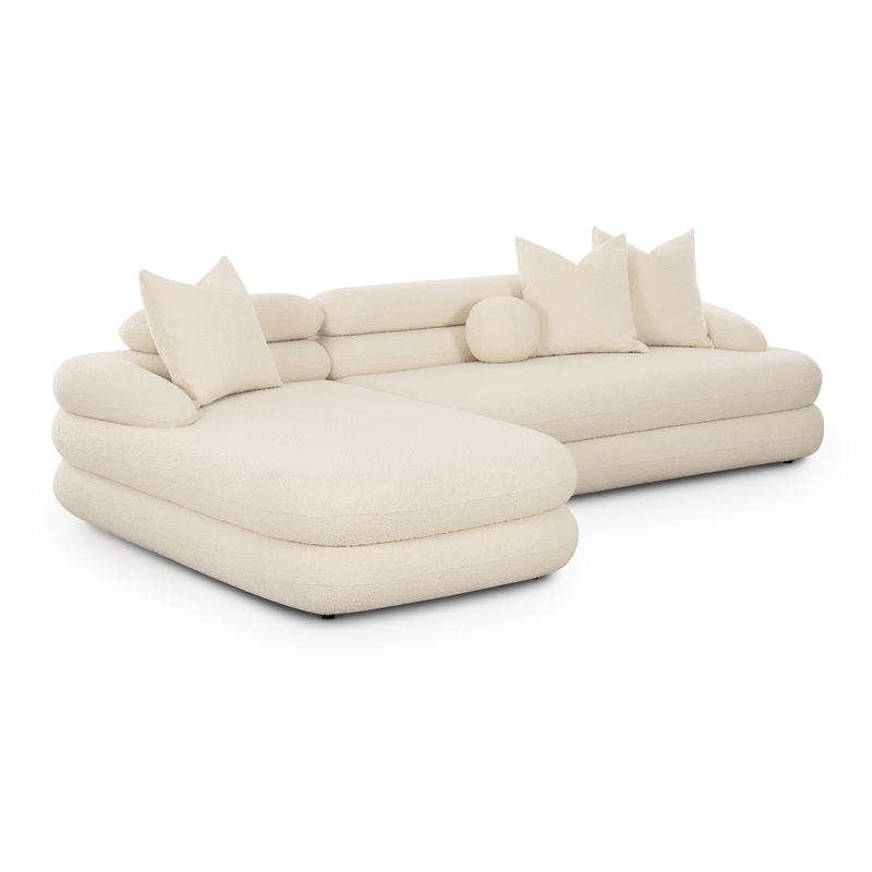 Pemberly Row Contemporary Cream Boucle Modular LAF Sectional