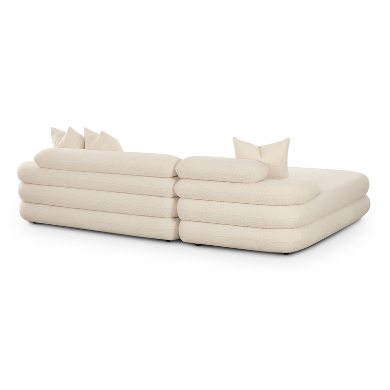 Pemberly Row Contemporary Cream Boucle Modular LAF Sectional