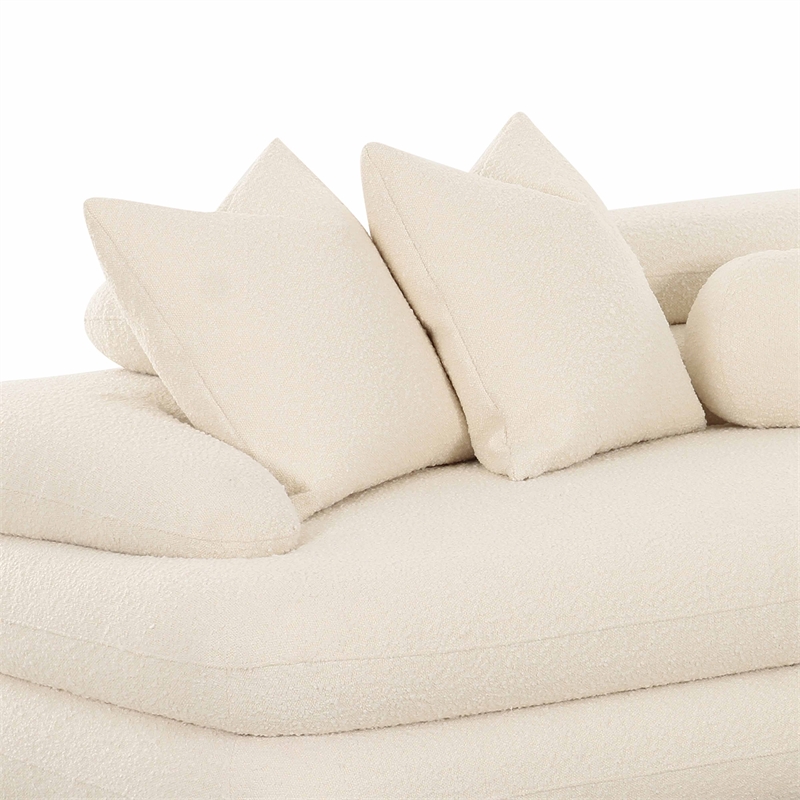 Pemberly Row Contemporary Cream Boucle Modular LAF Sectional