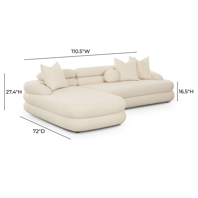 Pemberly Row Contemporary Cream Boucle Modular LAF Sectional