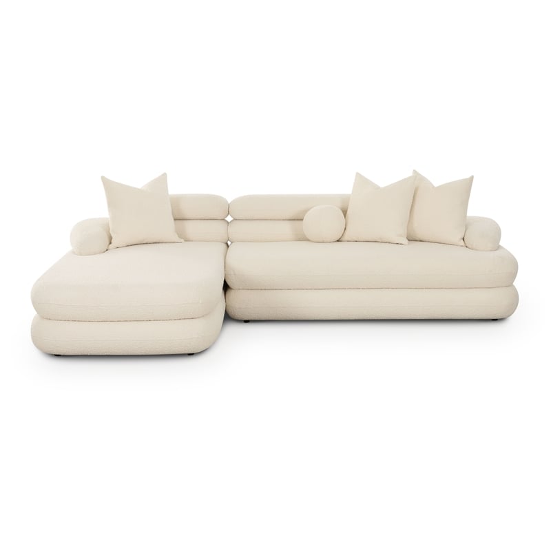 Pemberly Row Contemporary Cream Boucle Modular LAF Sectional