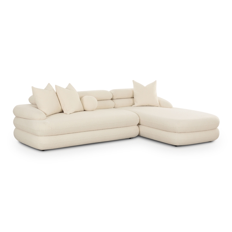 Pemberly Row Contemporary Cream Boucle Modular RAF Sectional