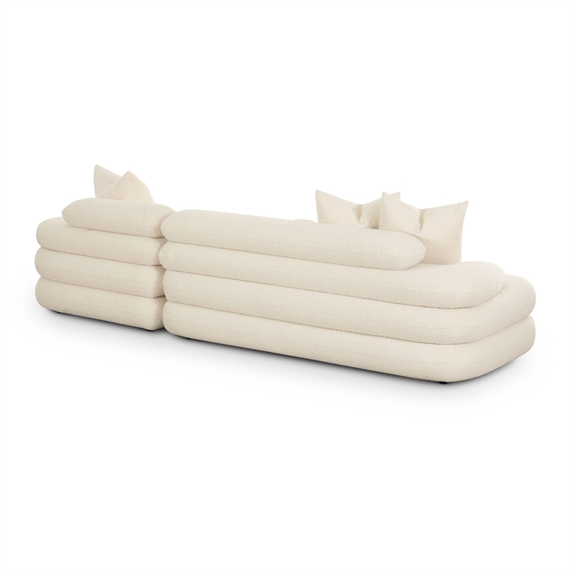 Pemberly Row Contemporary Cream Boucle Modular RAF Sectional
