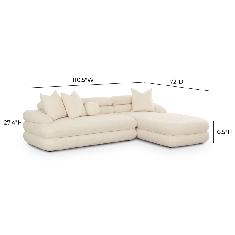 Pemberly Row Contemporary Cream Boucle Modular RAF Sectional