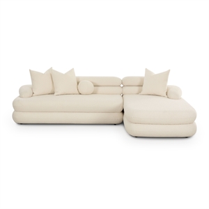 Pemberly Row Contemporary Cream Boucle Modular RAF Sectional