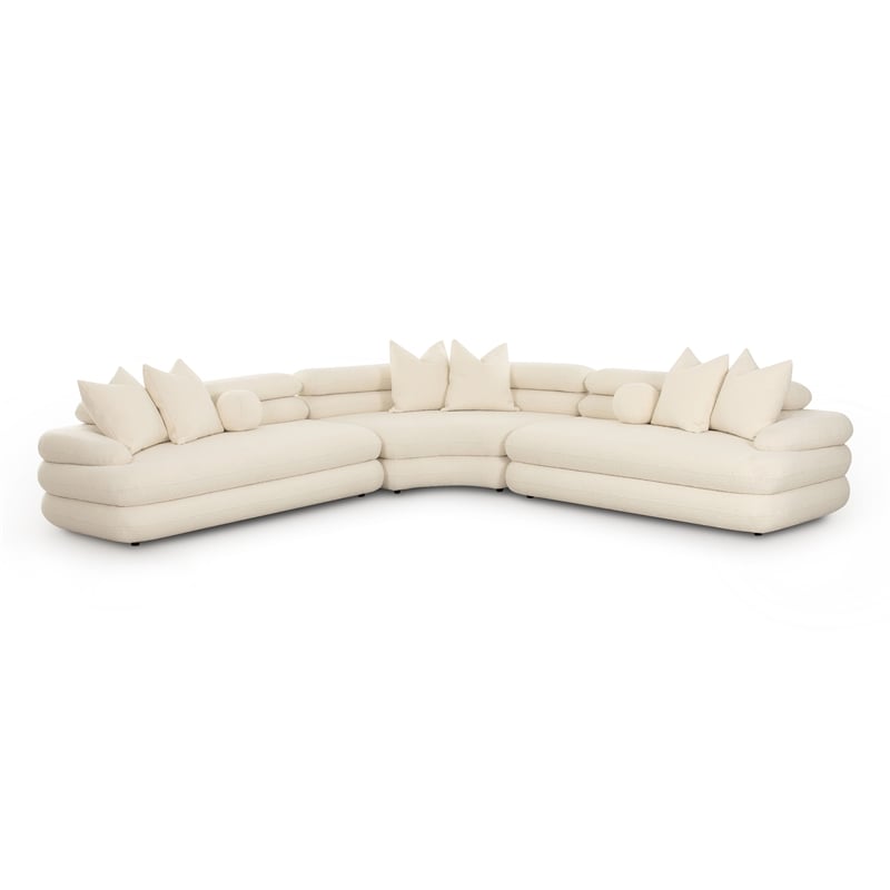 Pemberly Row Contemporary Cream Boucle Modular Curved Sectional