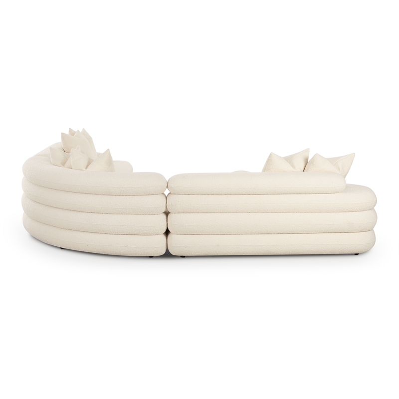 Pemberly Row Contemporary Cream Boucle Modular Curved Sectional