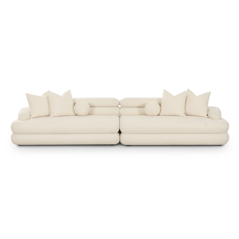 Pemberly Row Upholstered Contemporary Accent Cream Boucle Modular Sofa