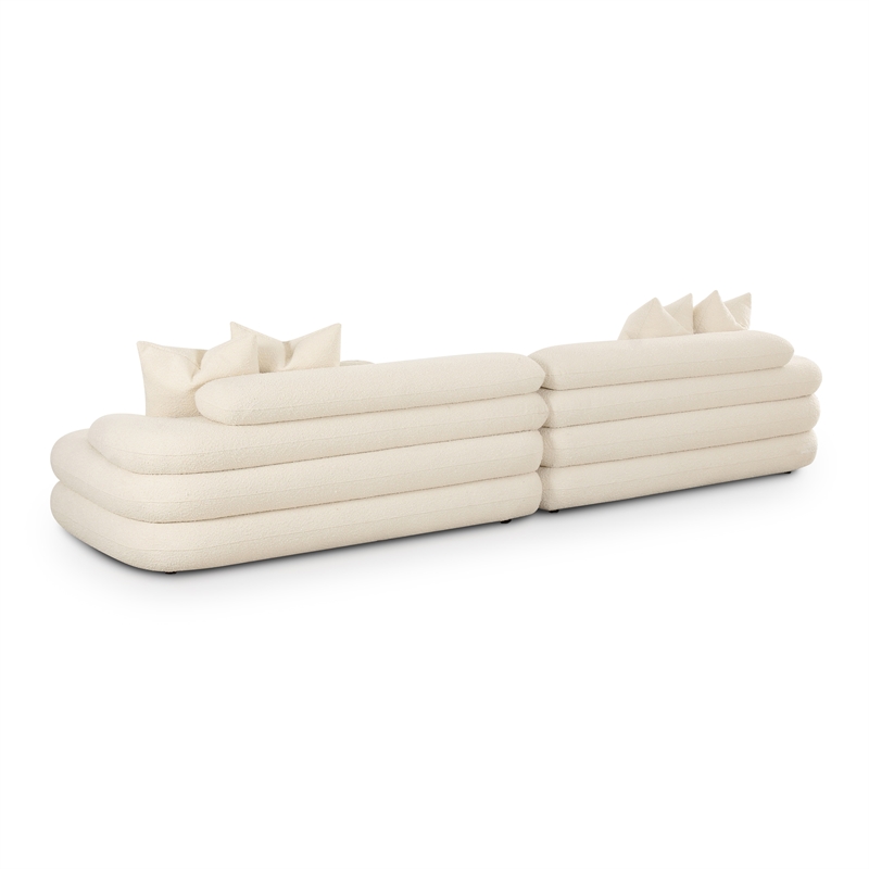 Pemberly Row Upholstered Contemporary Accent Cream Boucle Modular Sofa
