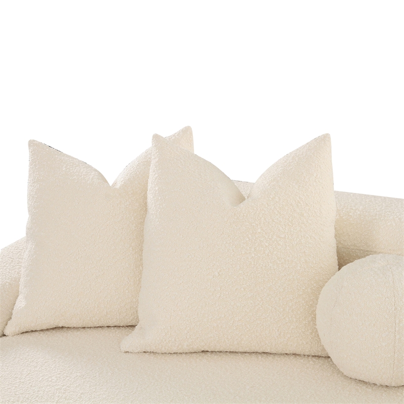 Pemberly Row Upholstered Contemporary Accent Cream Boucle Modular Sofa