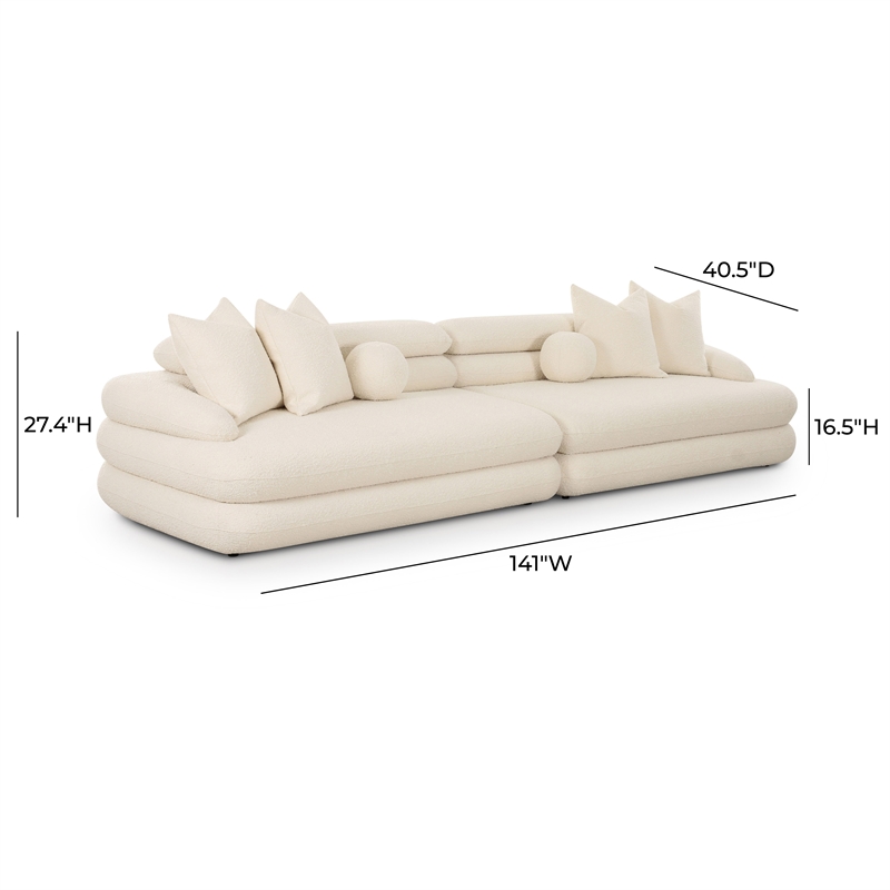 Pemberly Row Upholstered Contemporary Accent Cream Boucle Modular Sofa