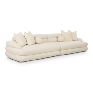 Pemberly Row Upholstered Contemporary Accent Cream Boucle Modular Sofa