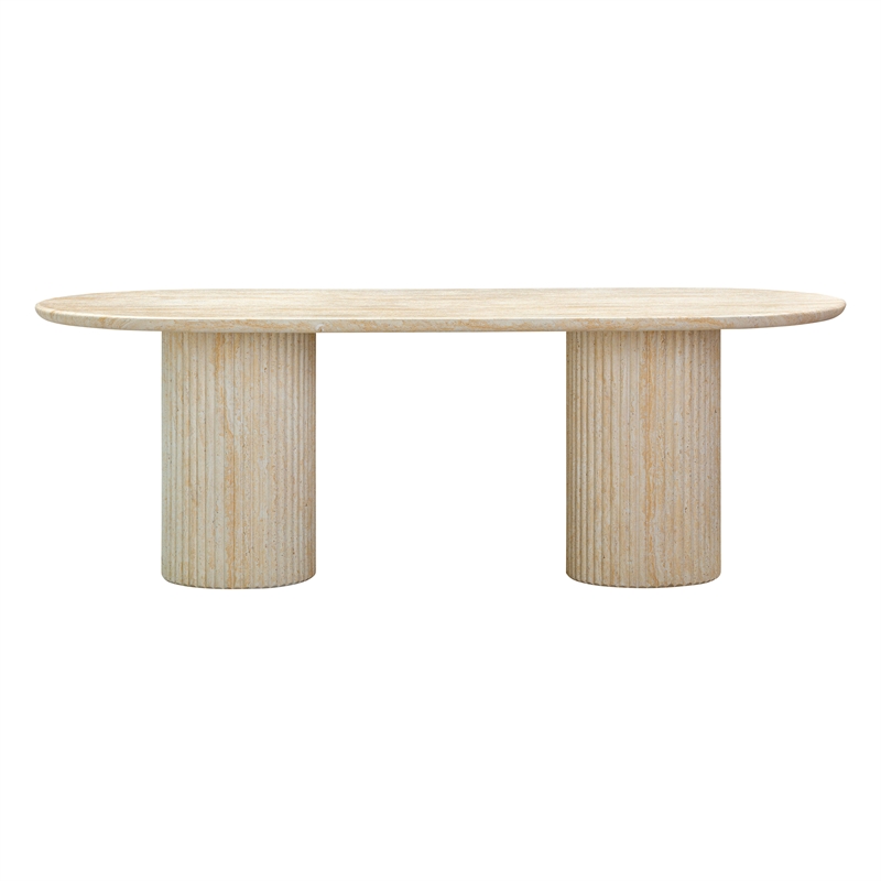 Pemberly Row Contemporary Travertine Pattern Indoor/Outdoor Dining Table