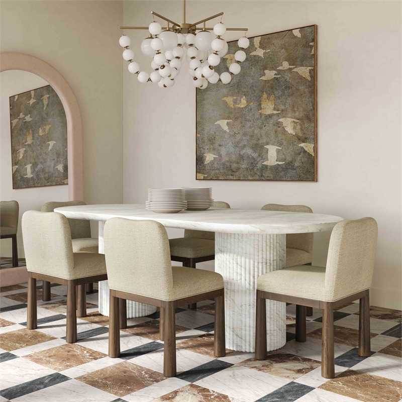 Pemberly Row White Marble Pattern Indoor/Outdoor Dining Table