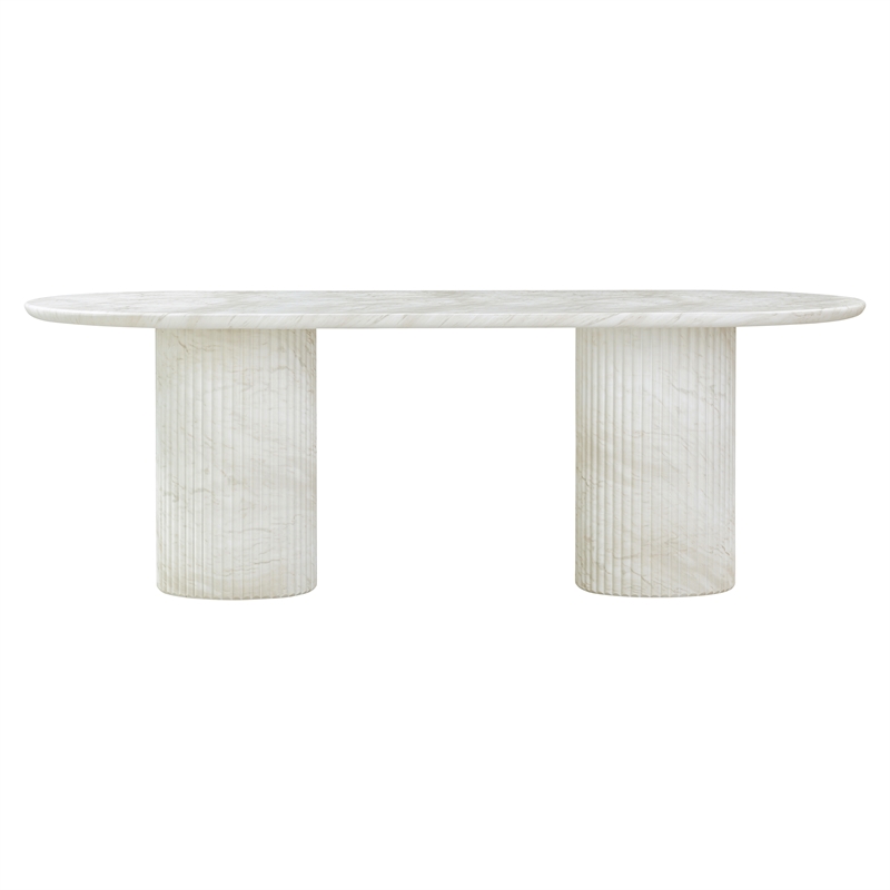 Pemberly Row White Marble Pattern Indoor/Outdoor Dining Table