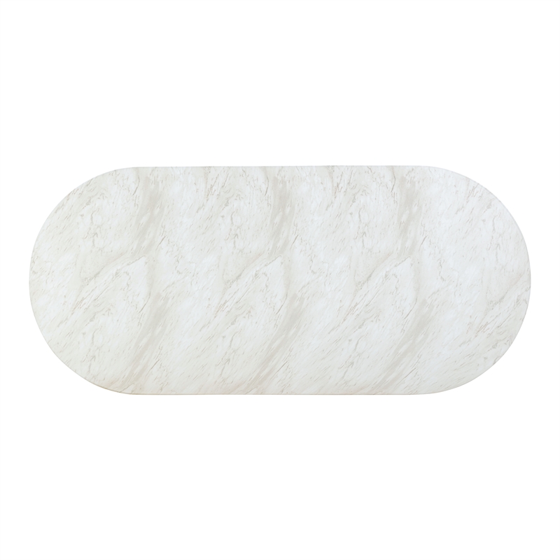 Pemberly Row White Marble Pattern Indoor/Outdoor Dining Table