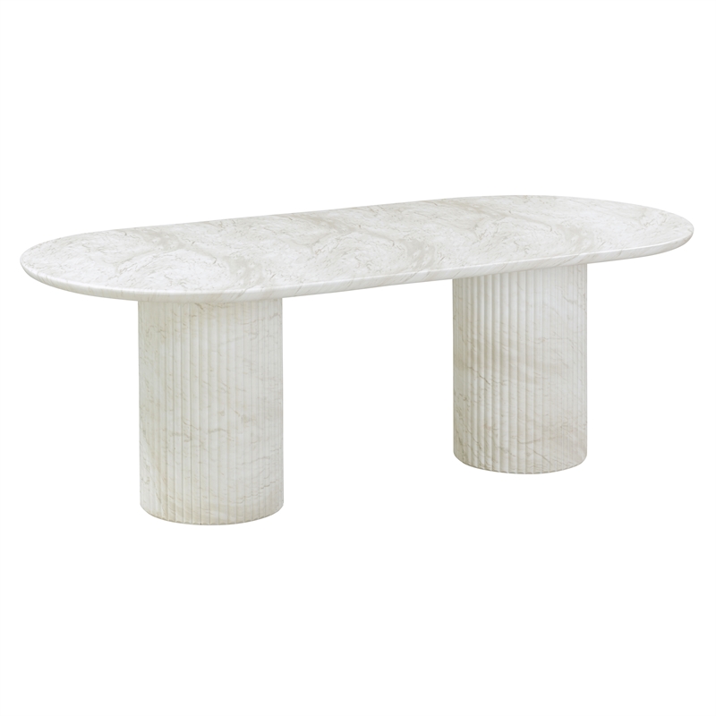 Pemberly Row White Marble Pattern Indoor/Outdoor Dining Table