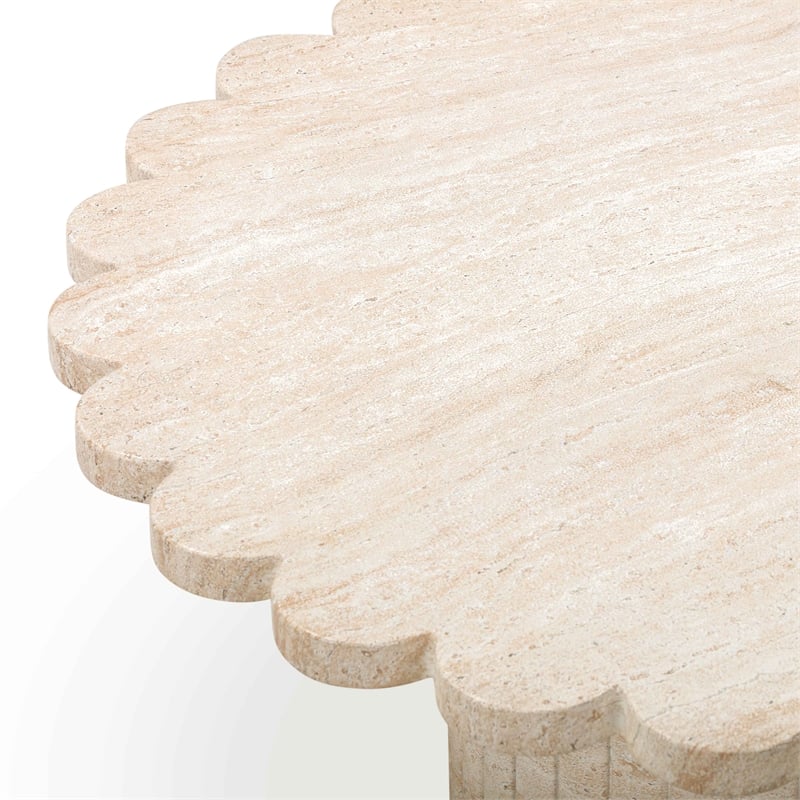 Pemberly Row Washed Travertine Finish Indoor/Outdoor Coffee Table