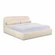 Pemberly Row Contemporary Cream Heavy Knubby Boucle Queen Bed