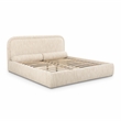 Pemberly Row Contemporary Cream Heavy Knubby Boucle King Bed