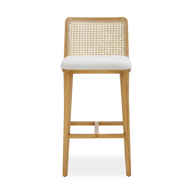 Pemberly Row Contemporary Performance Tweed and Rattan Counter Stool