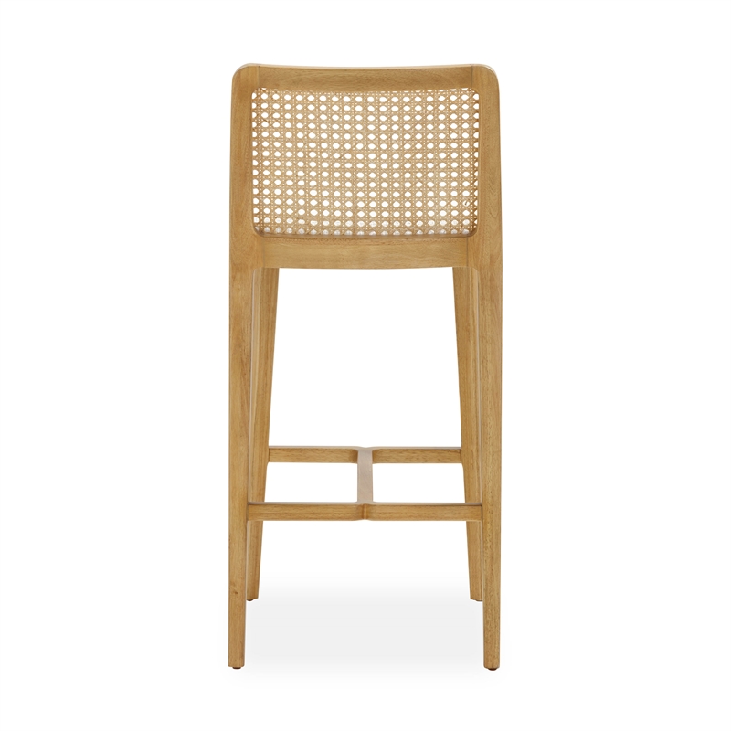 Pemberly Row Contemporary Performance Tweed and Rattan Counter Stool