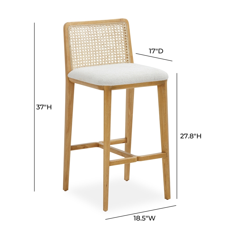 Pemberly Row Contemporary Performance Tweed and Rattan Counter Stool